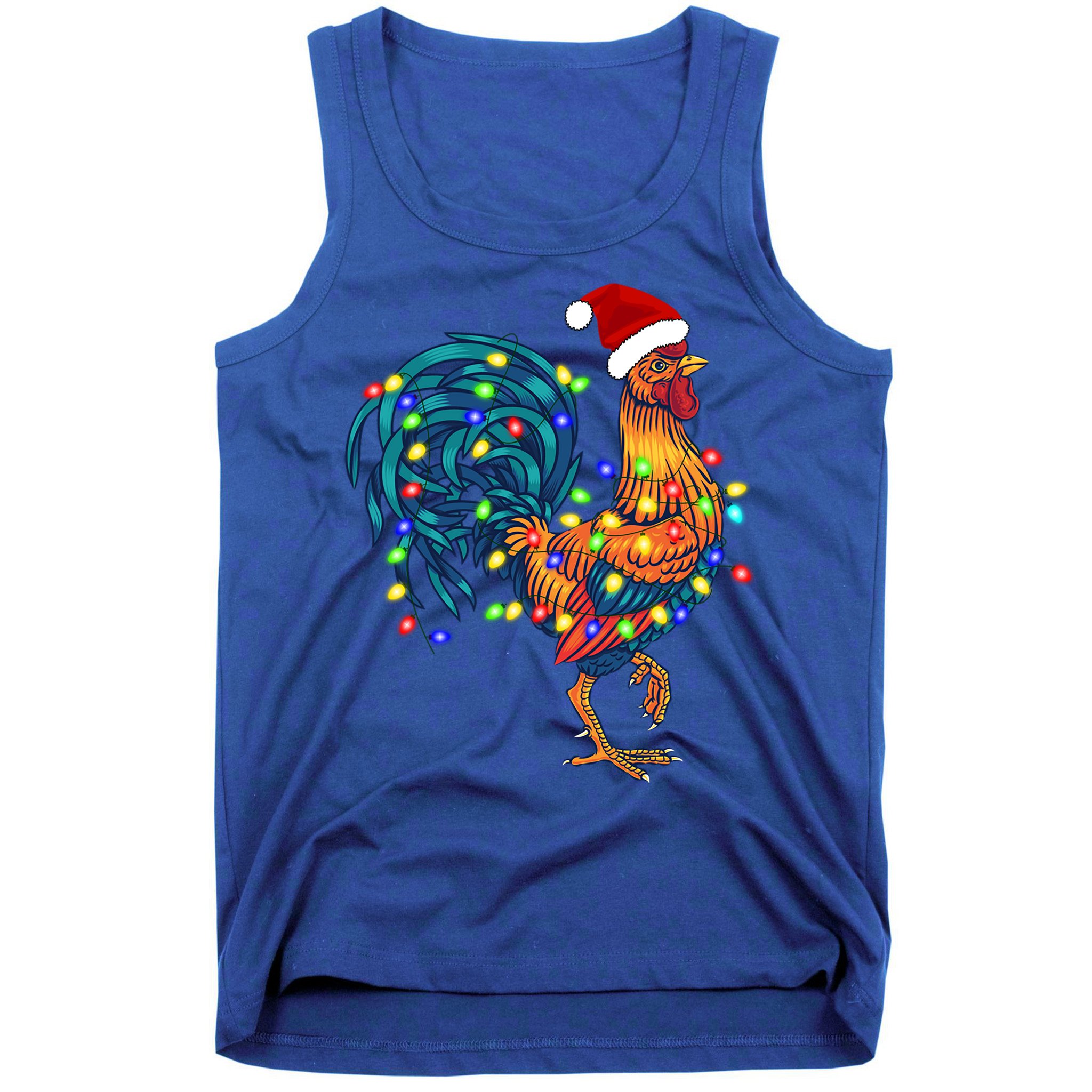 Funny Rooster Chicken Christmas Lights Pajama Farmer Funny Gift Tank Top