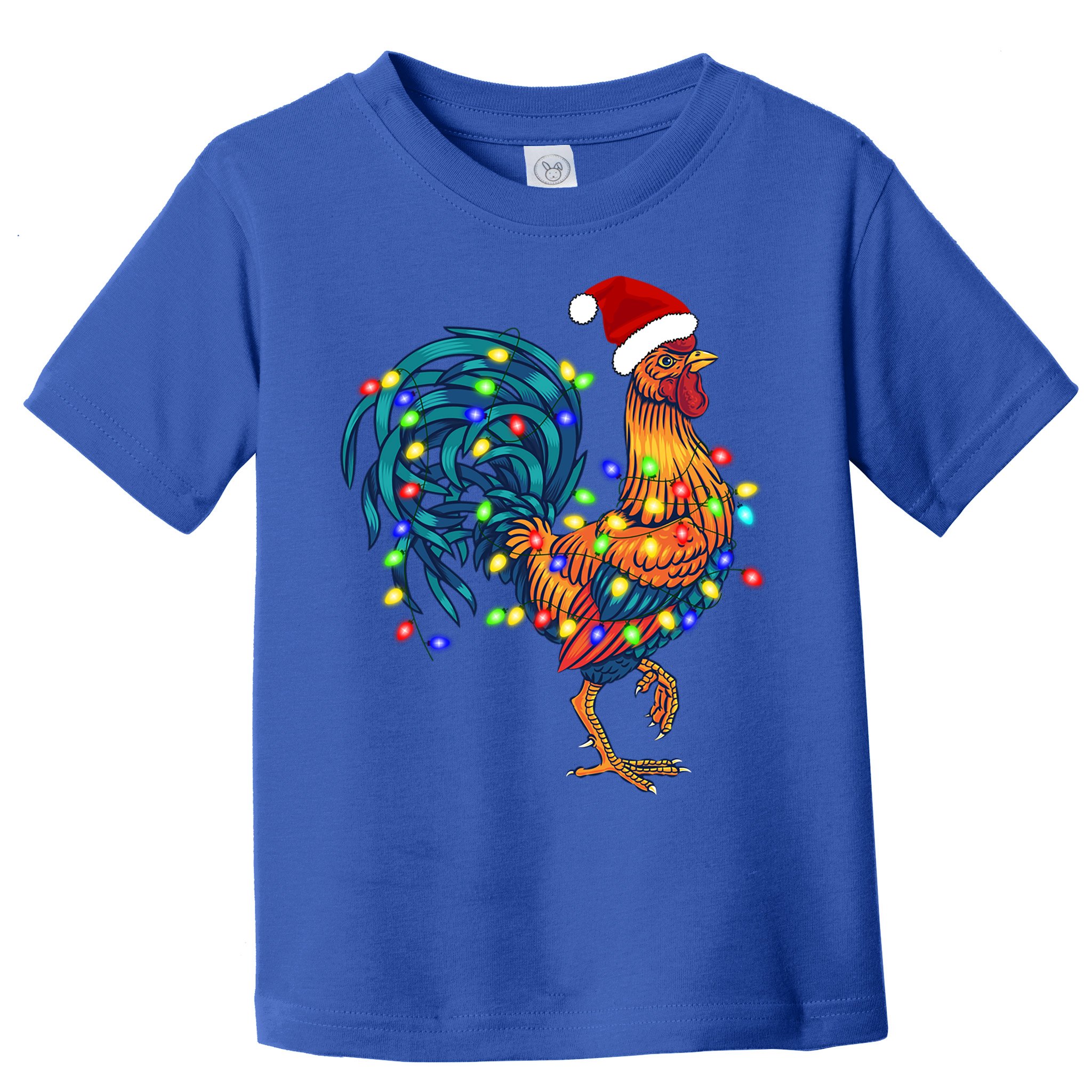 Funny Rooster Chicken Christmas Lights Pajama Farmer Funny Gift Toddler T-Shirt