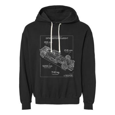 Formula Race Car Specifications Team Racing fan engineering Garment-Dyed Fleece Hoodie