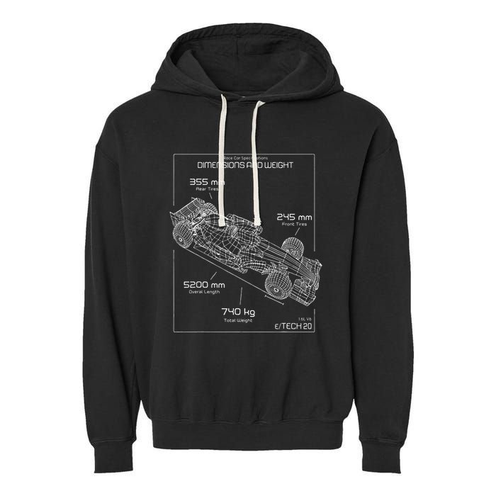 Formula Race Car Specifications Team Racing fan engineering Garment-Dyed Fleece Hoodie