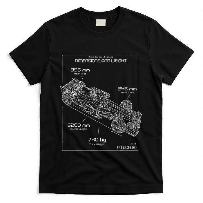 Formula Race Car Specifications Team Racing fan engineering T-Shirt