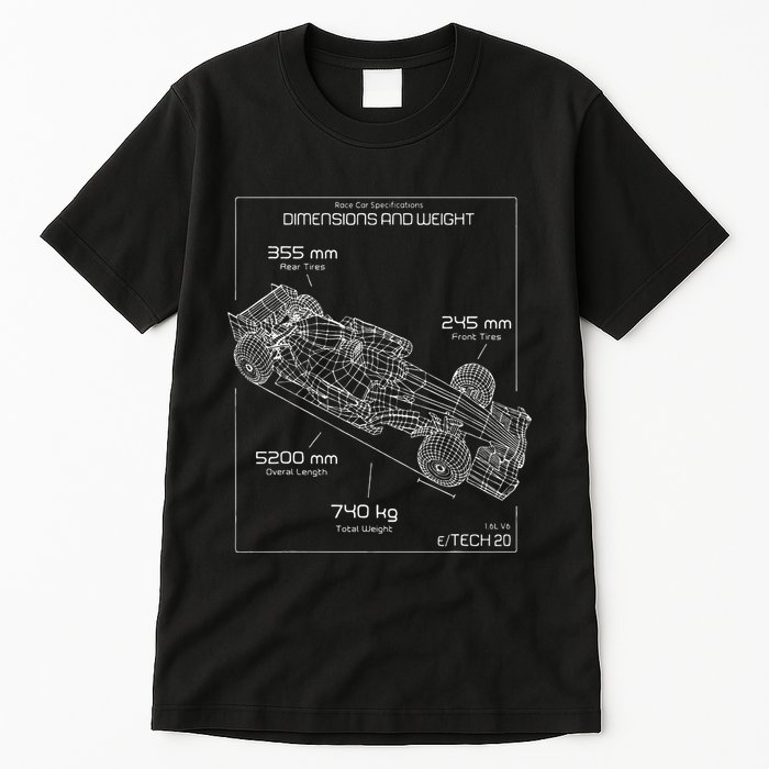 Formula Race Car Specifications Team Racing fan engineering Tall T-Shirt