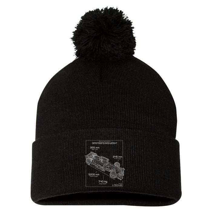 Formula Race Car Specifications Team Racing fan engineering Pom Pom 12in Knit Beanie