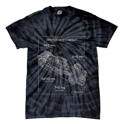 Formula Race Car Specifications Team Racing fan engineering Tie-Dye T-Shirt