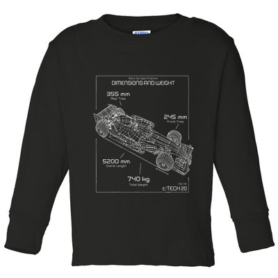 Formula Race Car Specifications Team Racing fan engineering Toddler Long Sleeve Shirt