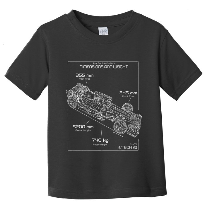 Formula Race Car Specifications Team Racing fan engineering Toddler T-Shirt