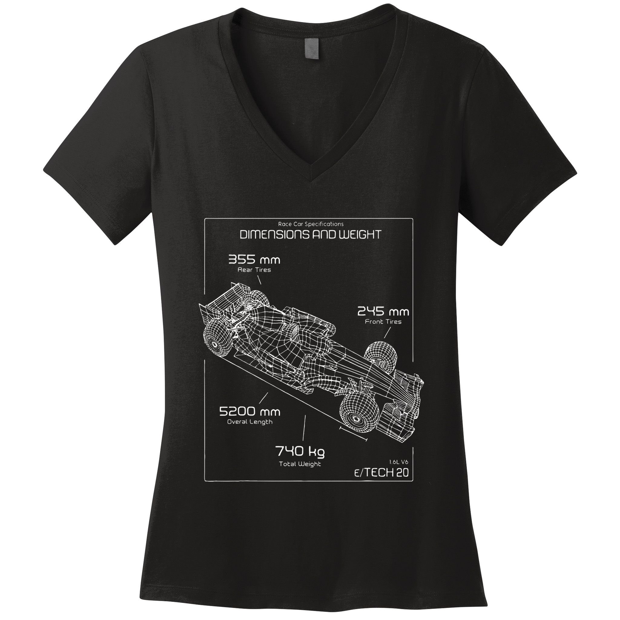 Formula Race Car Specifications Team Racing fan engineering Women's V-Neck T-Shirt