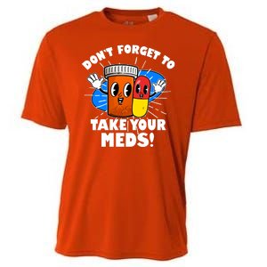 Funny Retro Cartoon Don't Forget To Take Your Meds Cooling Performance Crew T-Shirt