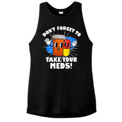 Funny Retro Cartoon Don't Forget To Take Your Meds Ladies PosiCharge Tri-Blend Wicking Tank