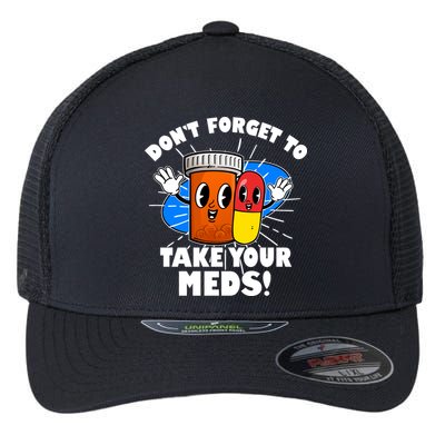 Funny Retro Cartoon Don't Forget To Take Your Meds Flexfit Unipanel Trucker Cap