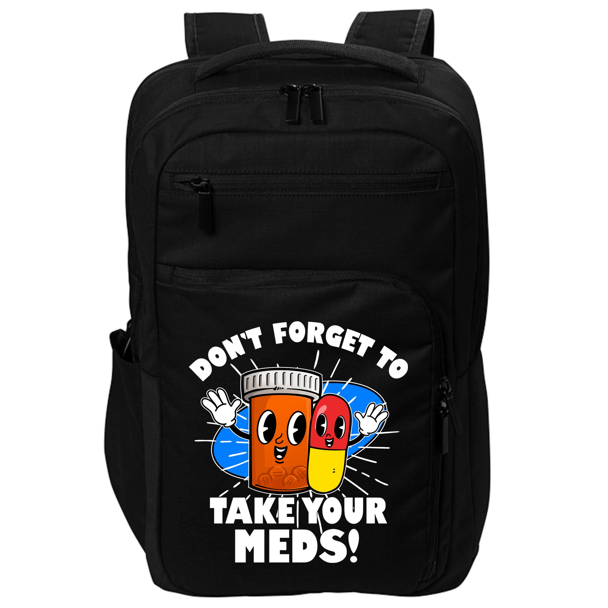 Funny Retro Cartoon Don't Forget To Take Your Meds Impact Tech Backpack