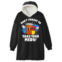 Funny Retro Cartoon Don't Forget To Take Your Meds Hooded Wearable Blanket