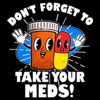 Funny Retro Cartoon Don't Forget To Take Your Meds Drawstring Bag