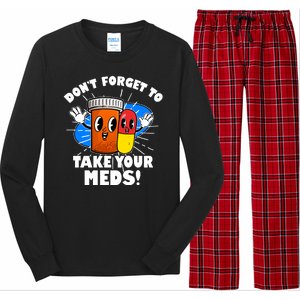 Funny Retro Cartoon Don't Forget To Take Your Meds Long Sleeve Pajama Set