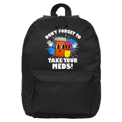 Funny Retro Cartoon Don't Forget To Take Your Meds 16 in Basic Backpack