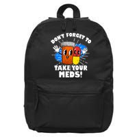 Funny Retro Cartoon Don't Forget To Take Your Meds 16 in Basic Backpack