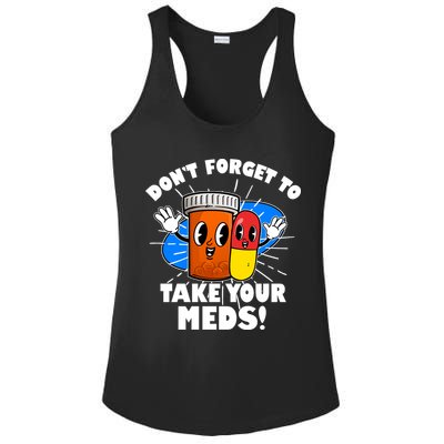 Funny Retro Cartoon Don't Forget To Take Your Meds Ladies PosiCharge Competitor Racerback Tank