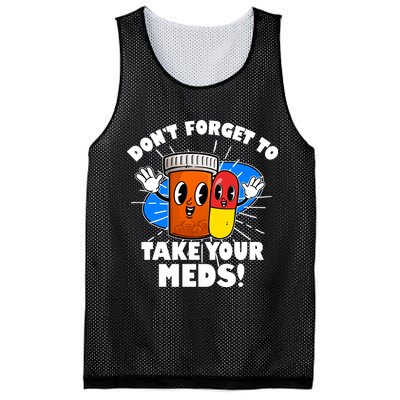 Funny Retro Cartoon Don't Forget To Take Your Meds Mesh Reversible Basketball Jersey Tank
