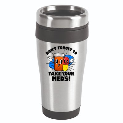 Funny Retro Cartoon Don't Forget To Take Your Meds 16oz Travel Tumbler