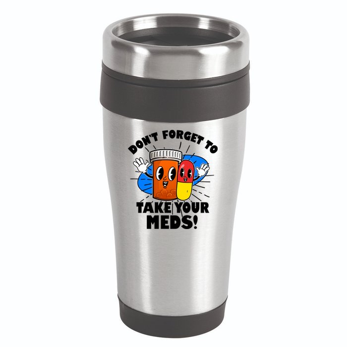 Funny Retro Cartoon Don't Forget To Take Your Meds 16oz Travel Tumbler