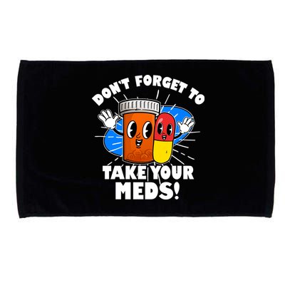Funny Retro Cartoon Don't Forget To Take Your Meds Microfiber Hand Towel