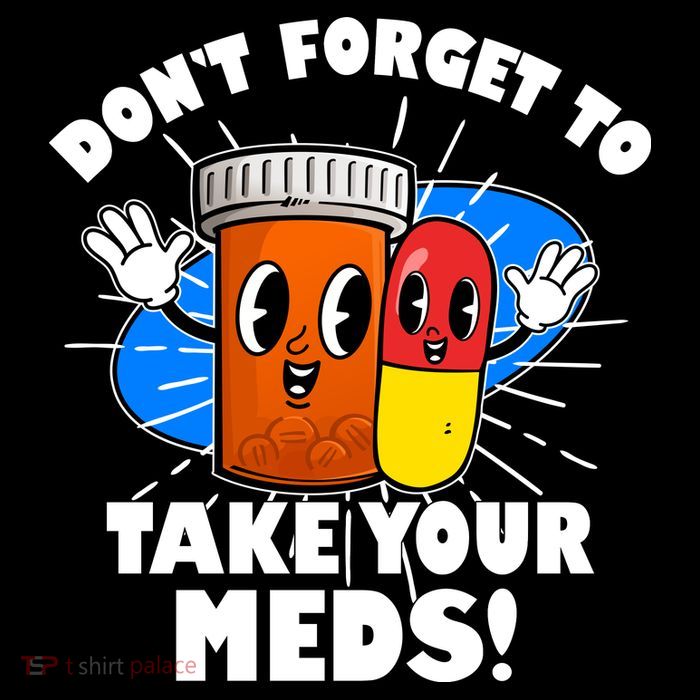 Funny Retro Cartoon Don't Forget To Take Your Meds Cropped Pullover Crew