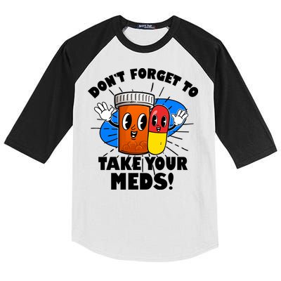 Funny Retro Cartoon Don't Forget To Take Your Meds Kids Colorblock Raglan Jersey