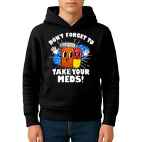 Funny Retro Cartoon Don't Forget To Take Your Meds Kids Hoodie