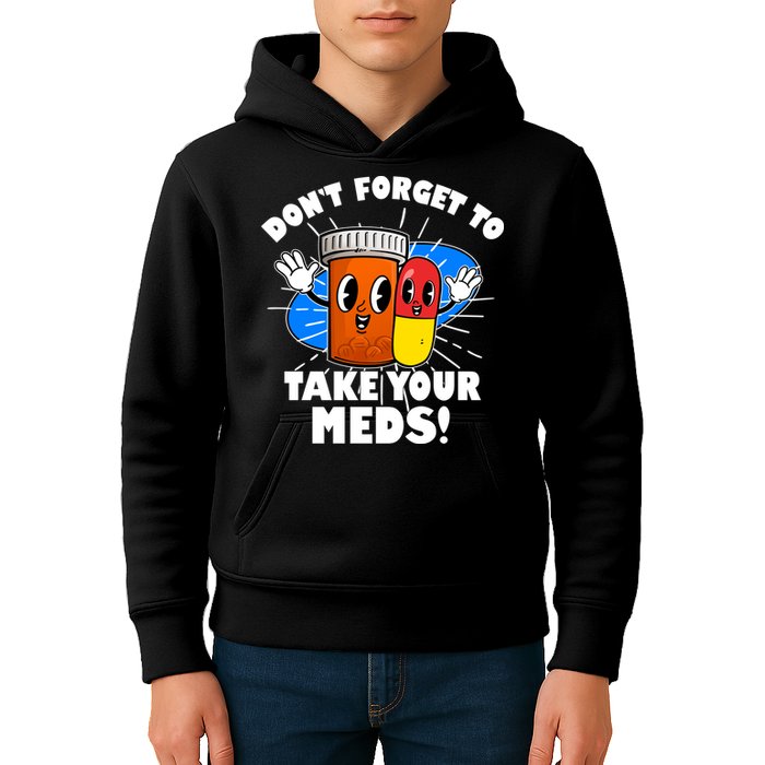 Funny Retro Cartoon Don't Forget To Take Your Meds Kids Hoodie