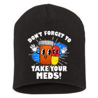 Funny Retro Cartoon Don't Forget To Take Your Meds Short Acrylic Beanie