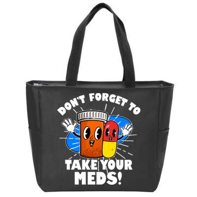 Funny Retro Cartoon Don't Forget To Take Your Meds Zip Tote Bag