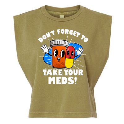 Funny Retro Cartoon Don't Forget To Take Your Meds Garment-Dyed Women's Muscle Tee