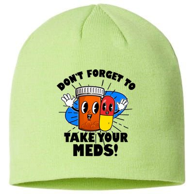 Funny Retro Cartoon Don't Forget To Take Your Meds Sustainable Beanie