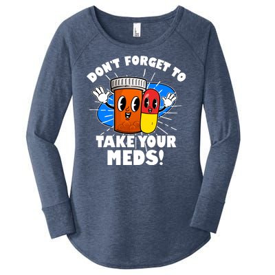 Funny Retro Cartoon Don't Forget To Take Your Meds Women's Perfect Tri Tunic Long Sleeve Shirt