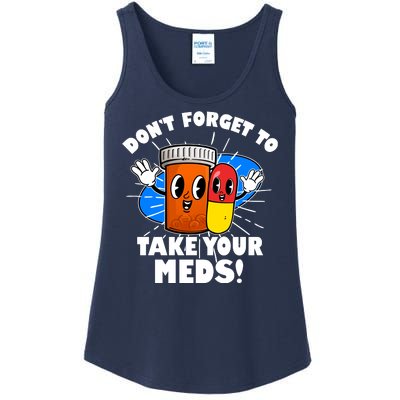 Funny Retro Cartoon Don't Forget To Take Your Meds Ladies Essential Tank