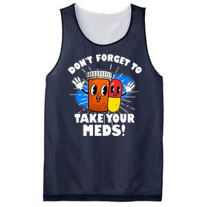 Funny Retro Cartoon Don't Forget To Take Your Meds Mesh Reversible Basketball Jersey Tank