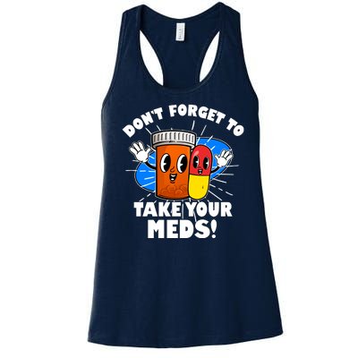 Funny Retro Cartoon Don't Forget To Take Your Meds Women's Racerback Tank