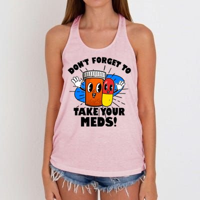 Funny Retro Cartoon Don't Forget To Take Your Meds Women's Knotted Racerback Tank