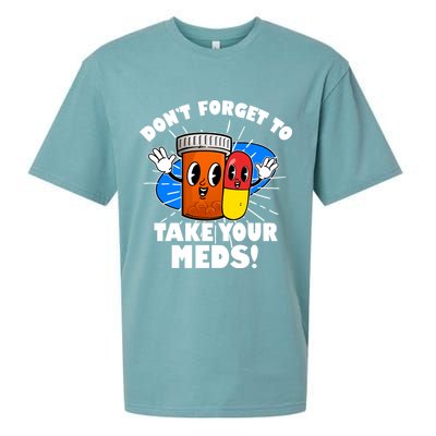 Funny Retro Cartoon Don't Forget To Take Your Meds Sueded Cloud Jersey T-Shirt