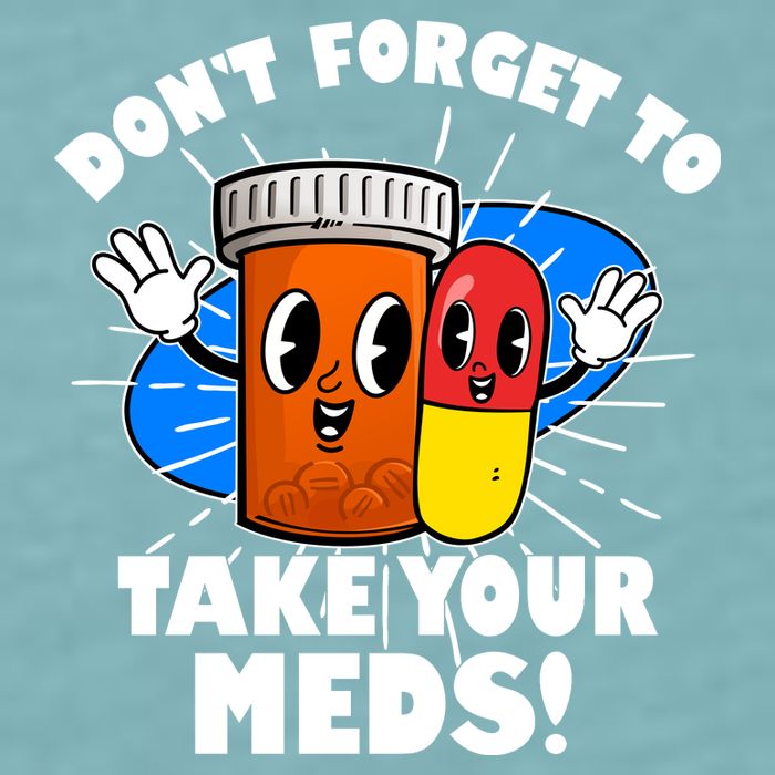 Funny Retro Cartoon Don't Forget To Take Your Meds Sueded Cloud Jersey T-Shirt