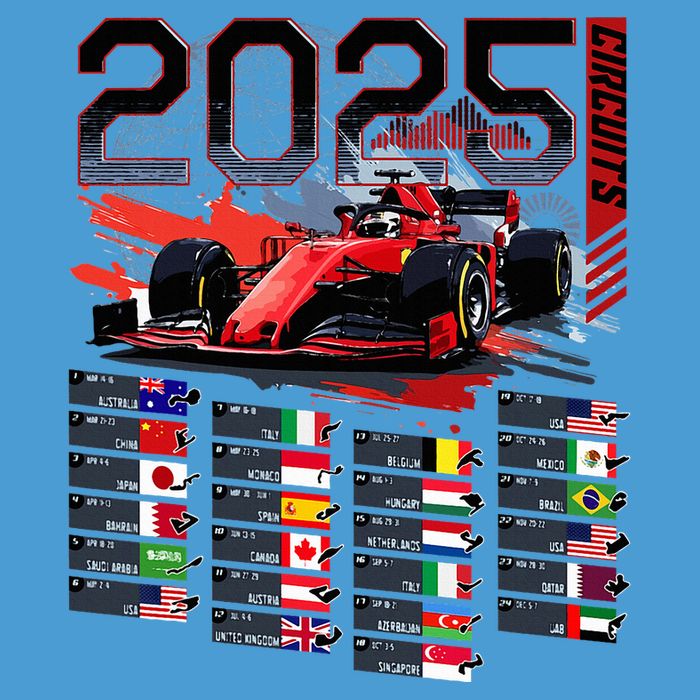 Formula Racing Calendar 2025 Schedule G.R.A.N.D P.R.I.X Circuit Tie Dye Hoodie