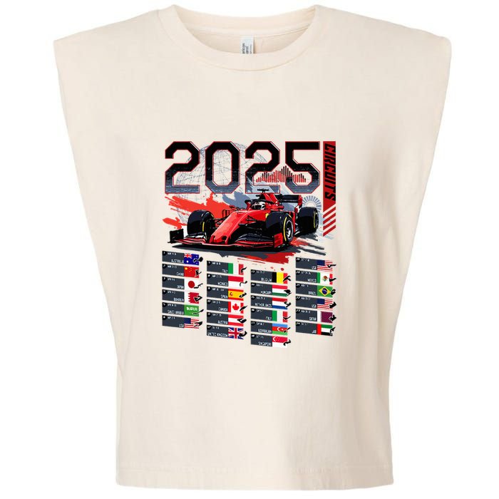 Formula Racing Calendar 2025 Schedule G.R.A.N.D P.R.I.X Circuit Garment-Dyed Women's Muscle Tee