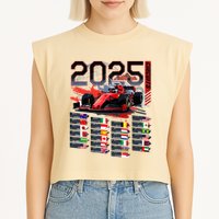 Formula Racing Calendar 2025 Schedule G.R.A.N.D P.R.I.X Circuit Garment-Dyed Women's Muscle Tee