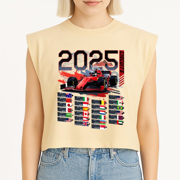 Formula Racing Calendar 2025 Schedule G.R.A.N.D P.R.I.X Circuit Garment-Dyed Women's Muscle Tee