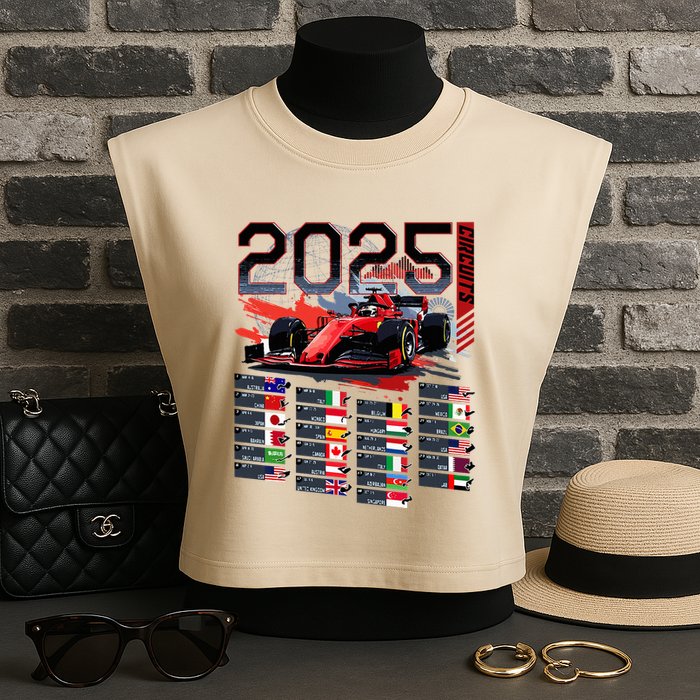 Formula Racing Calendar 2025 Schedule G.R.A.N.D P.R.I.X Circuit Garment-Dyed Women's Muscle Tee