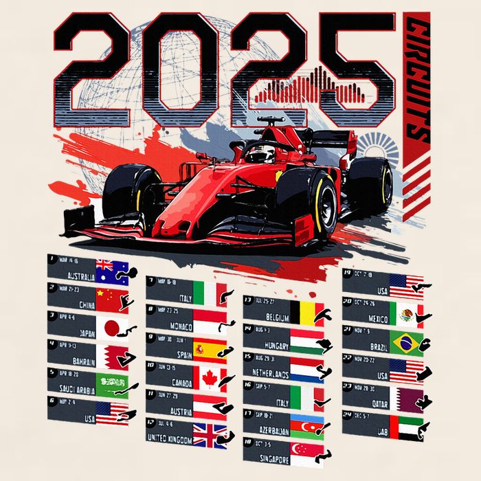 Formula Racing Calendar 2025 Schedule G.R.A.N.D P.R.I.X Circuit Garment-Dyed Women's Muscle Tee