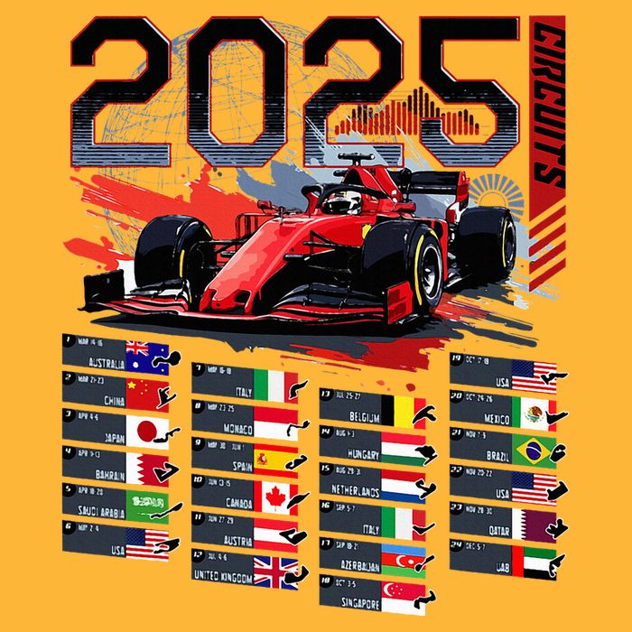 Formula Racing Calendar 2025 Schedule G.R.A.N.D P.R.I.X Circuit Pom Pom 12in Knit Beanie