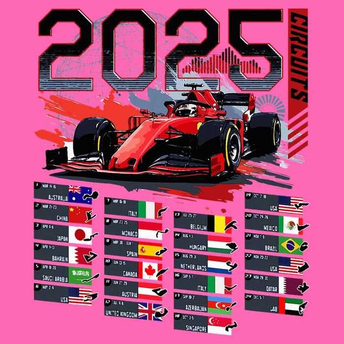 Formula Racing Calendar 2025 Schedule G.R.A.N.D P.R.I.X Circuit Stripe Pom Pom Beanie