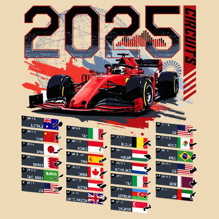 Formula Racing Calendar 2025 Schedule G.R.A.N.D P.R.I.X Circuit Zip Tote Bag