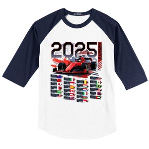 Formula Racing Calendar 2025 Schedule G.R.A.N.D P.R.I.X Circuit Baseball Sleeve Shirt